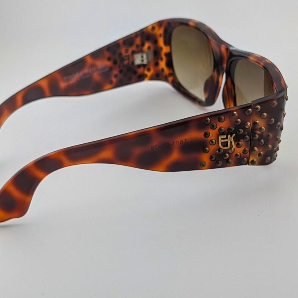 Vintage Emmanuelle Khanh Tortoise Sunglasses with Gold Studs Ultra Rare Paris - Picture 5 of 8